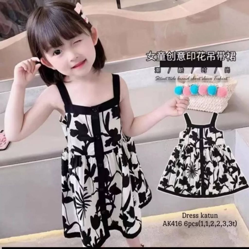 dress katun anak perempuan import ak416