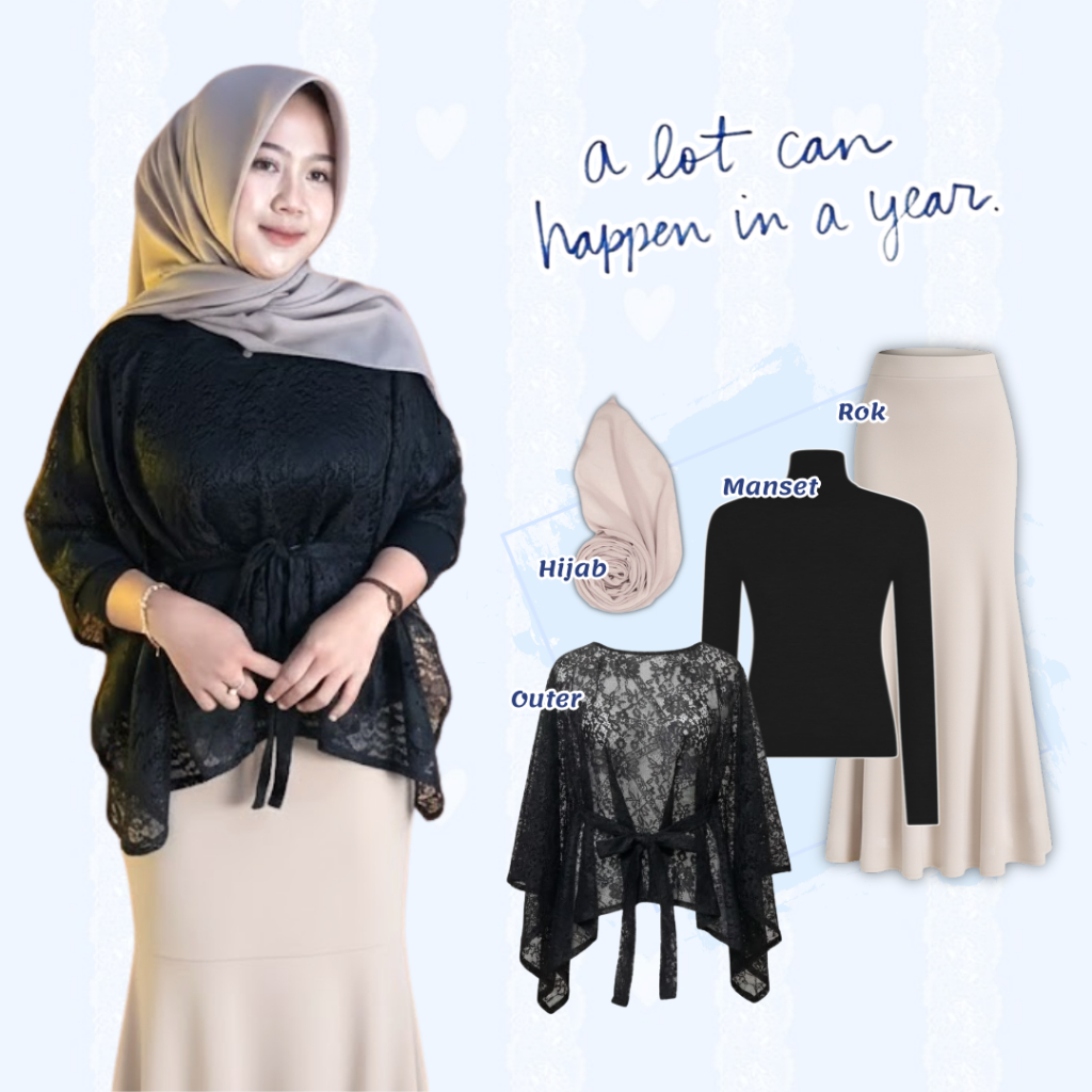 Louvee Outfit / one set remaja 4in1 /  Setelan Kekinian / outfit wanita kekinian / Outfit Kondangan 