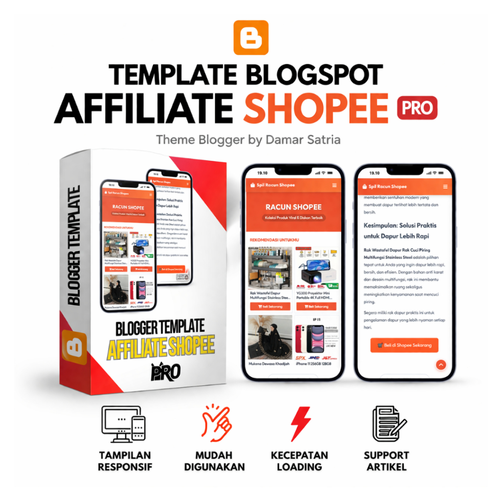 Template Blogspot Affiliate Shopee PRO Mudah Digunakan Lengkap Dengan Panduan & Update