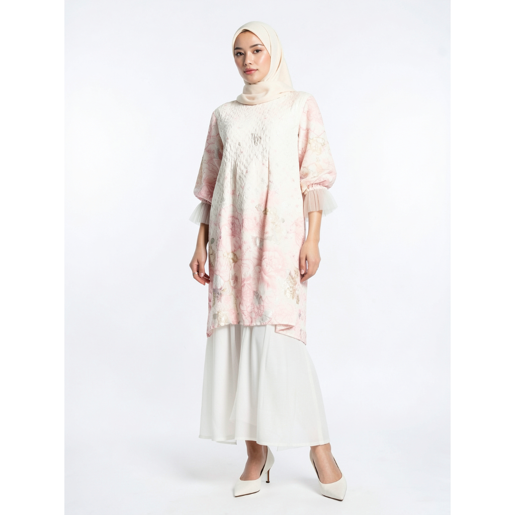 Eprise Yasmine Gamis Lengan Panjang PINK FP757C | Terusan Wanita Muslim | Dress Lebaran Idul Ftiri