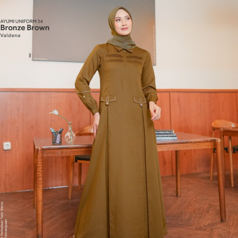 SERAGAM KERJA WANITA GAMIS KEKI, AYUMI UNIFORM 34 BRONZE BROWN (ETHICA MATARAM)