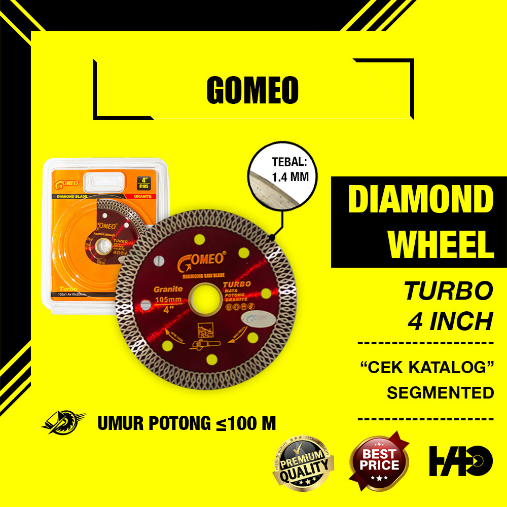 GOMEO Diamond Wheel Turbo Pisau Potong Keramik 4 inch 4 inch | Max Precision Diamond Wheel Turbo