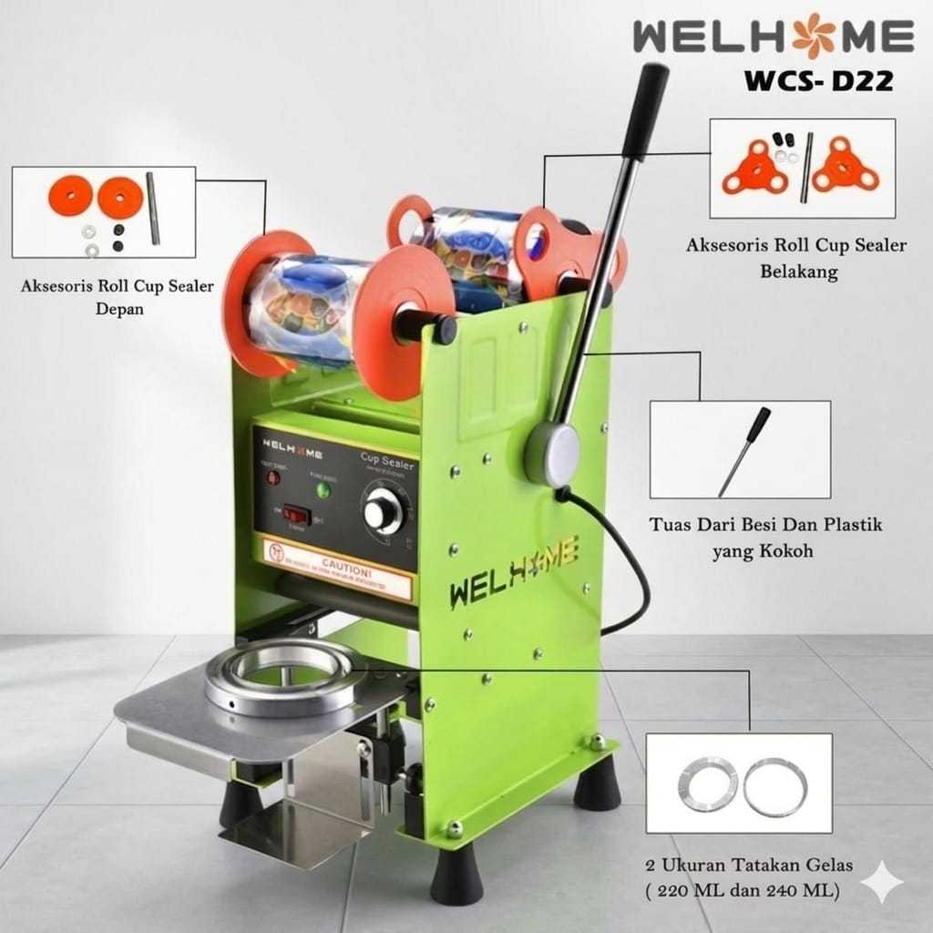WELHOME Manual Cup Sealing Machine - Alat Press Gelas Plastik Mesin Cup Sealer  WCS-D22