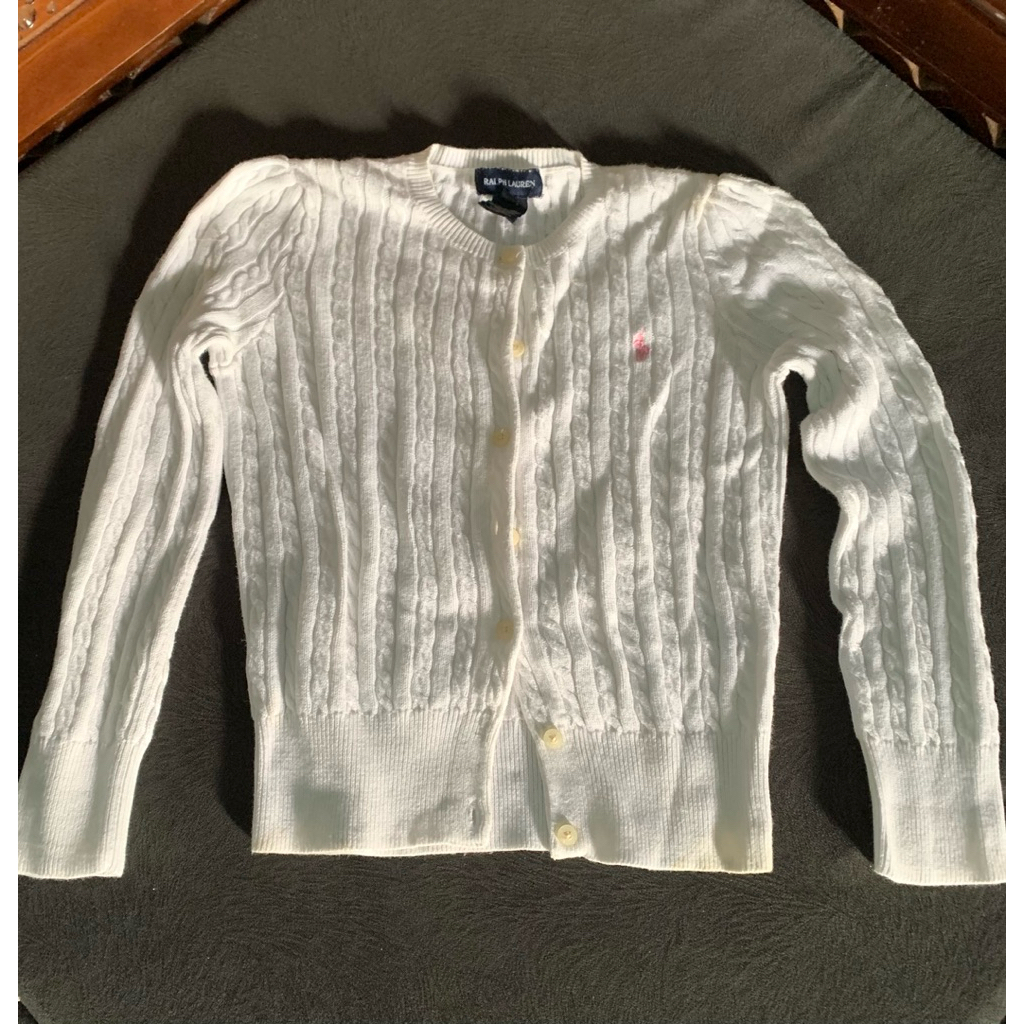 (plv) CARDIGAN RAJUT RALPH LAUREN ORIGINAL WHITE UKURAN 6 (bisa melar)