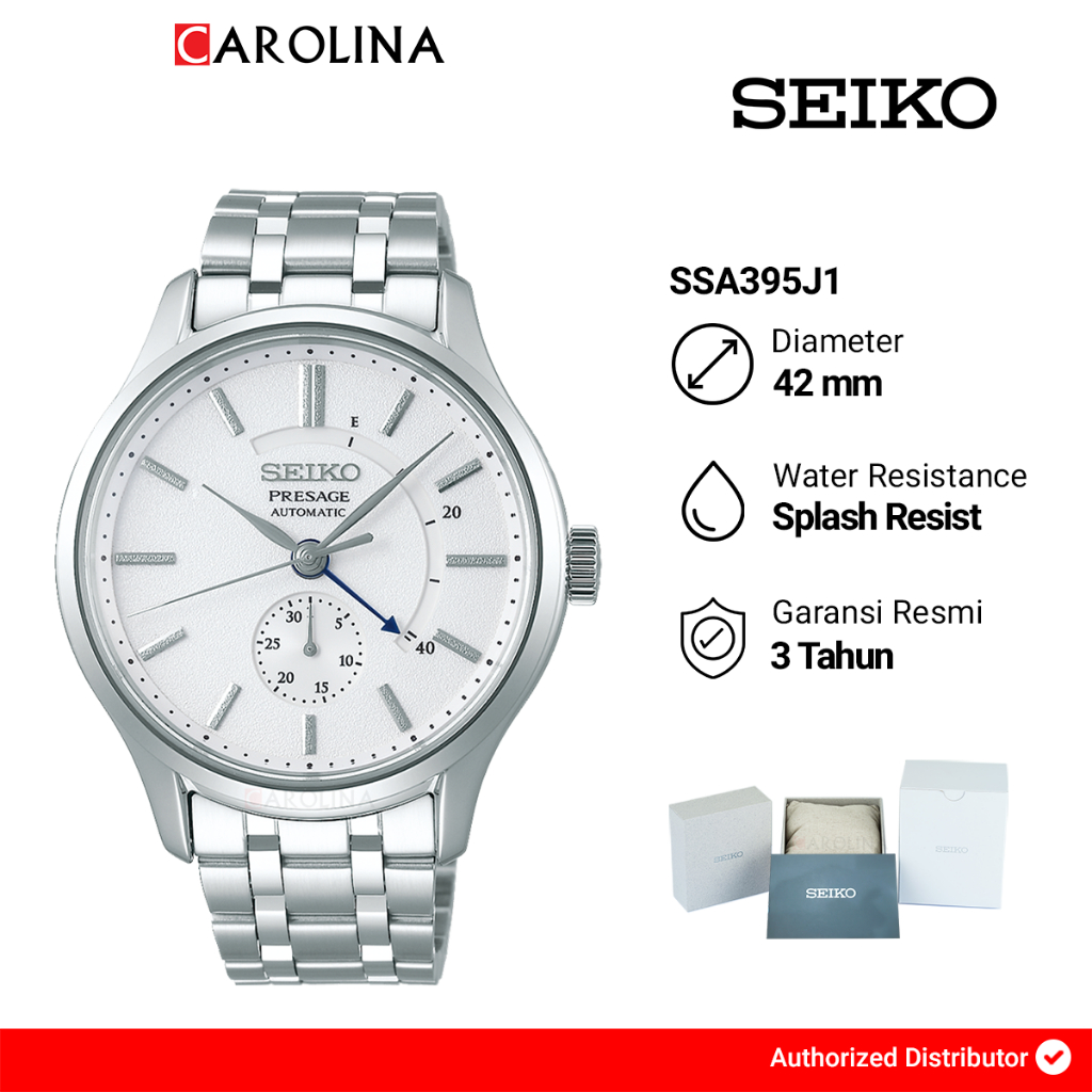 Jam Tangan Pria Seiko Presage SSA395J1 Japanese Garden White Dial Stainless Steel Strap