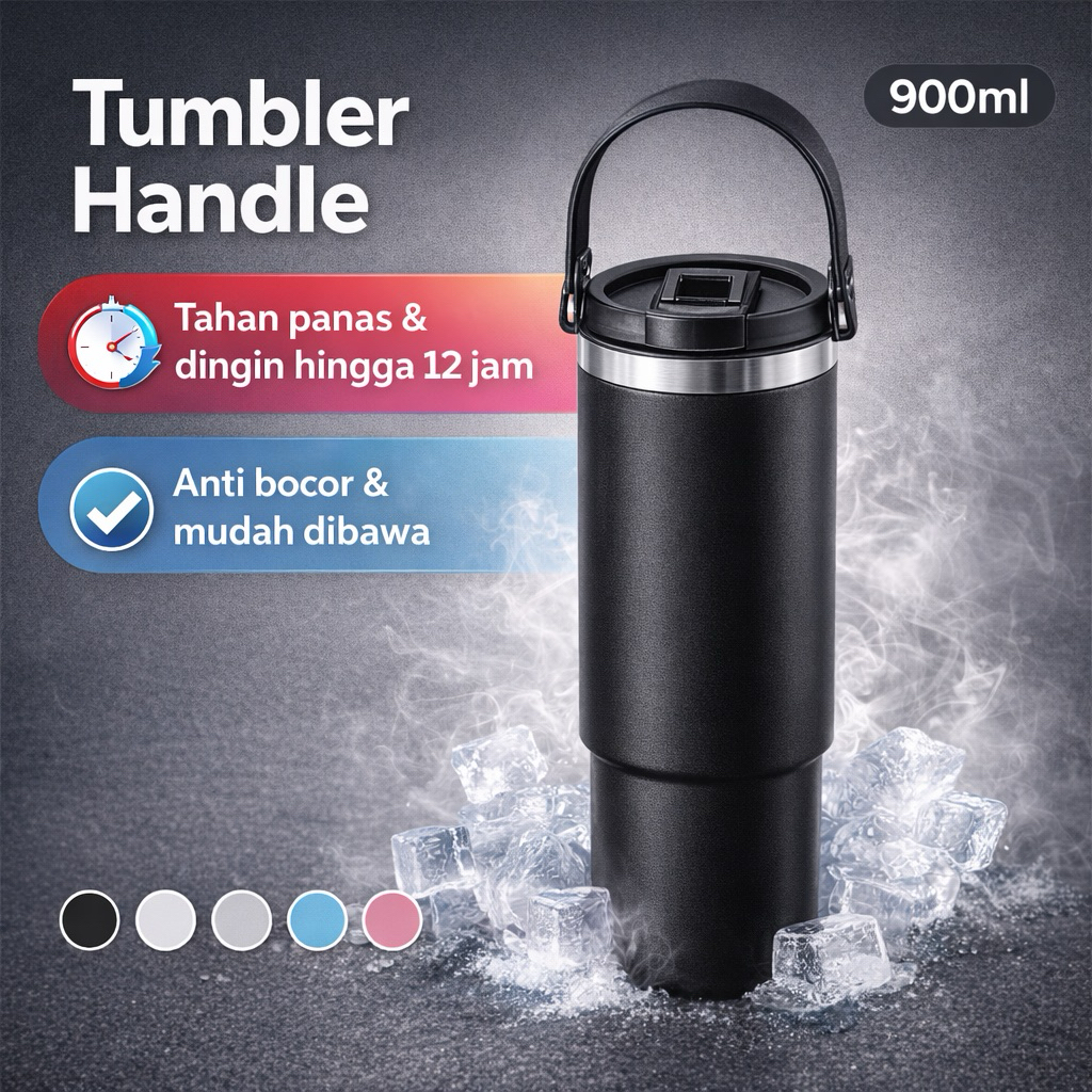 Tumbler Handle / Botol Minum / Thermos Cup Stainless Steel 900ml