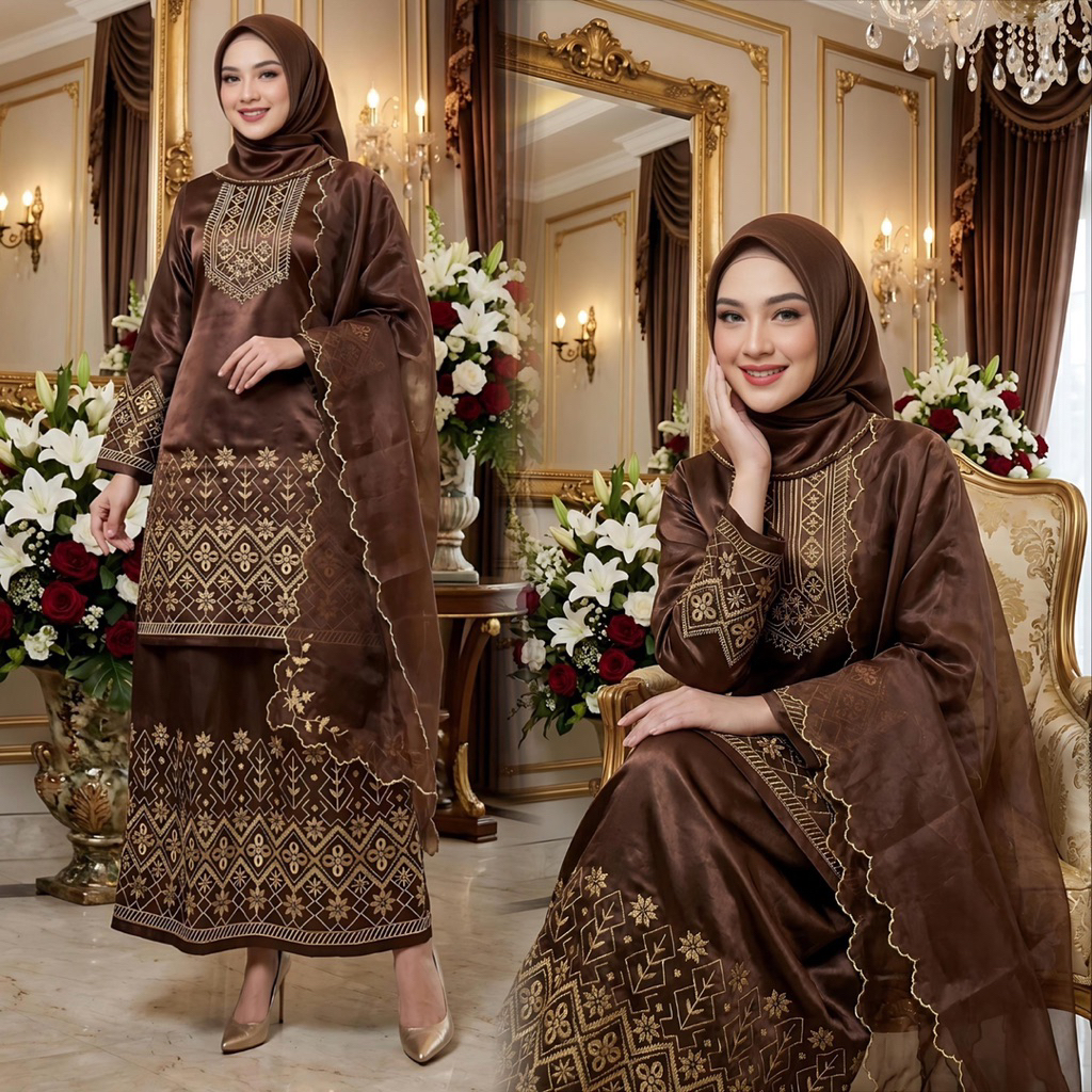 Hadir Terbaru SET SELENDANG KATRINA Material  Bahan Yokohama silk premium Bahan adem tidak panas dan