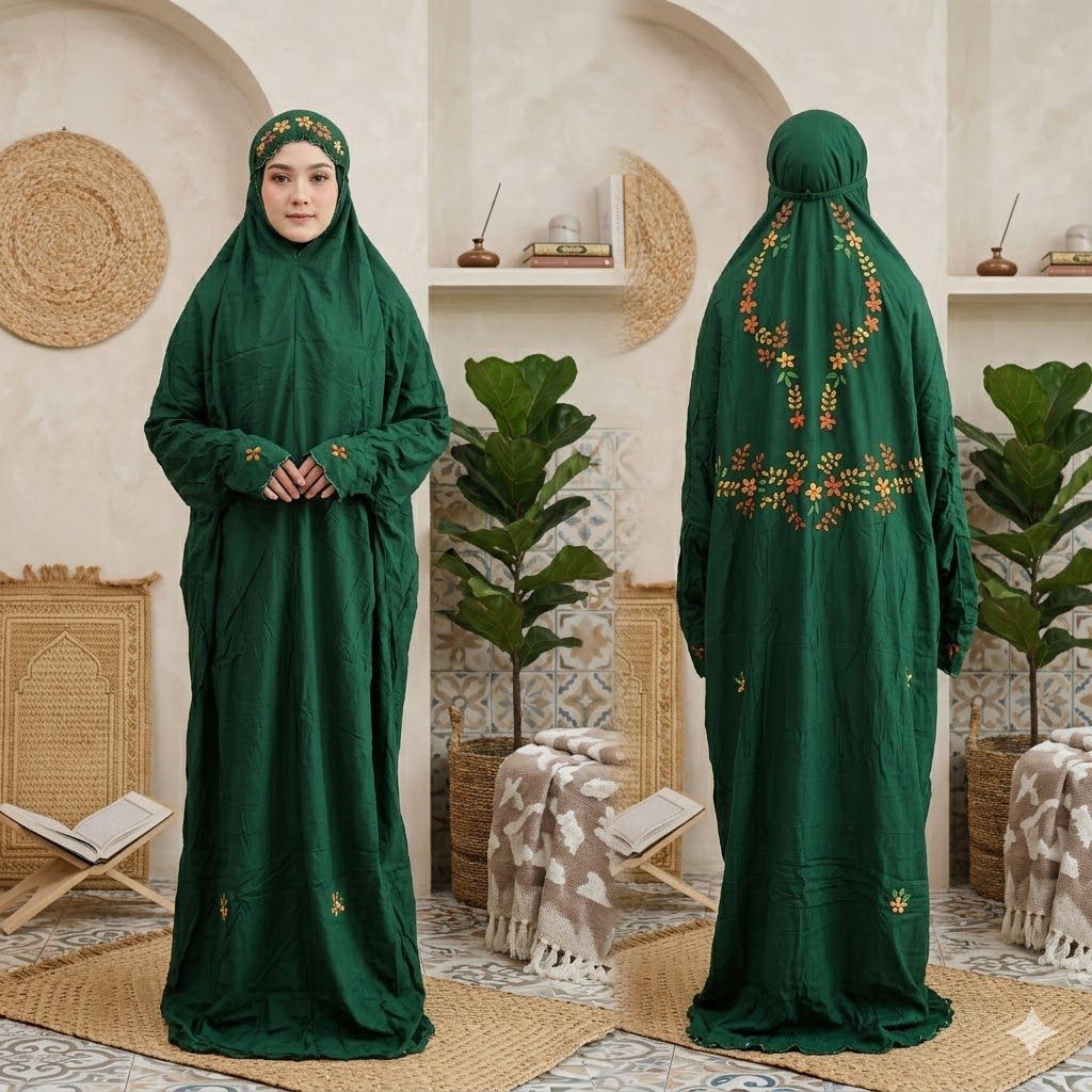 Mukena terusan dewasa Sulam benang Matt Rayon
