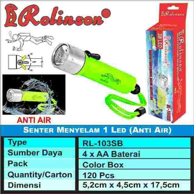Senter Tangan Selam 3Led Anti Air Senter Led Diving Flash  Waterproof Rolinson RL-103SB