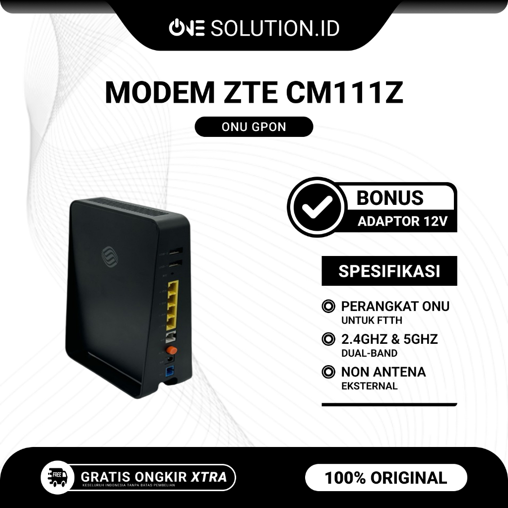 ZTE CM111Z Onu Ont Gpon Dual-Band 2.4GHz & 5GHz Modem Bekas Original Bonus Adaptor