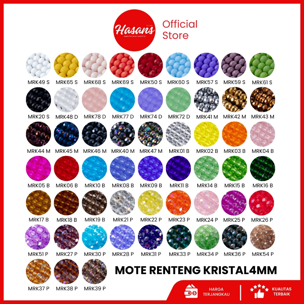 Hasans (Part 1) Manik Kristal Ceko 4mm / Manik Bakpau / Manik Kristal Bakpau Ceko / Manik Gepeng / M