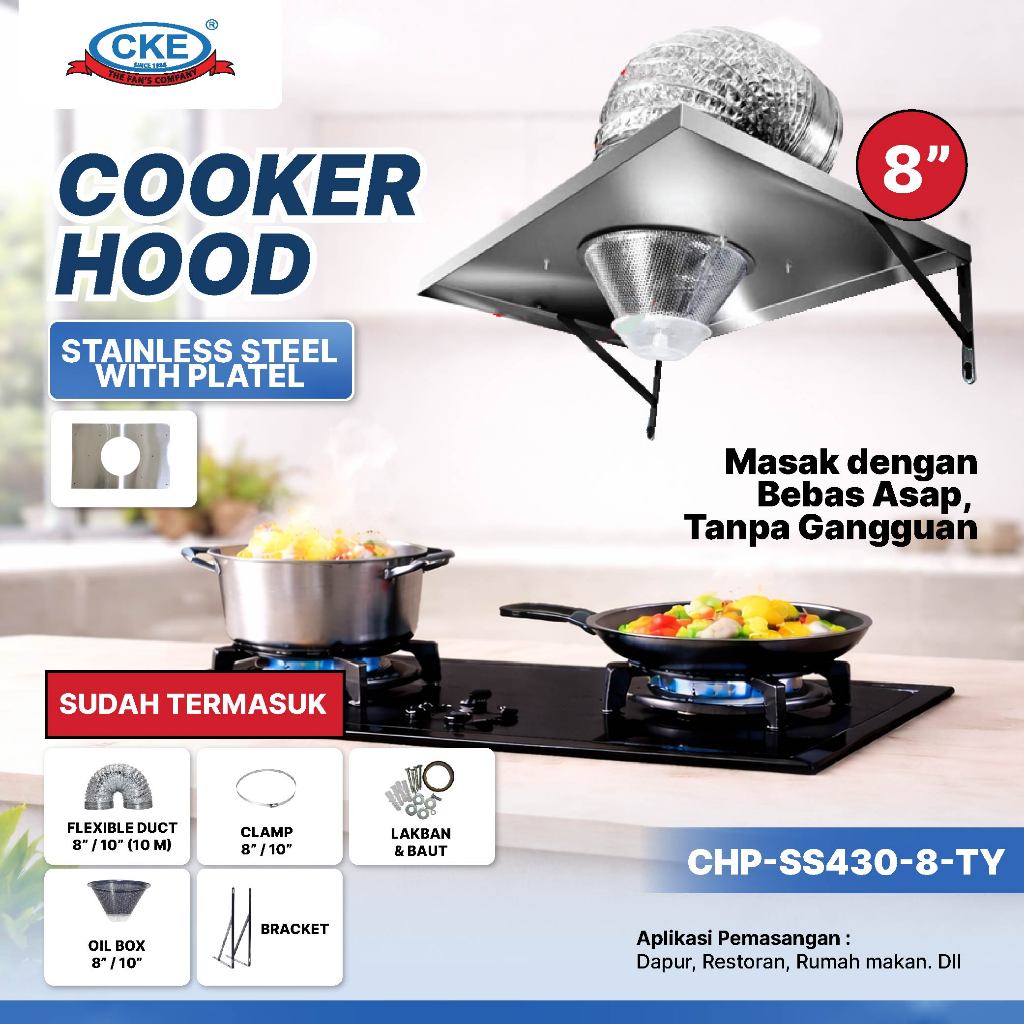 Kitchen Exhaust Fan Cooker Hood Kompor Stainless Steel Penyedot Asap 8 10 Inch Kipas Sedot Hisap Asa
