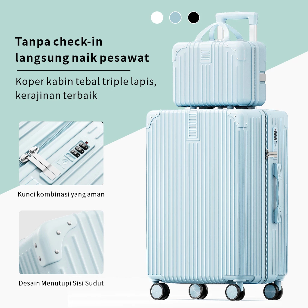 LvTu Koper Set tas makeup+koper kabin 14/18+20/22/24 Inci Tahan banting tahan pecah Ringan • 360° Se