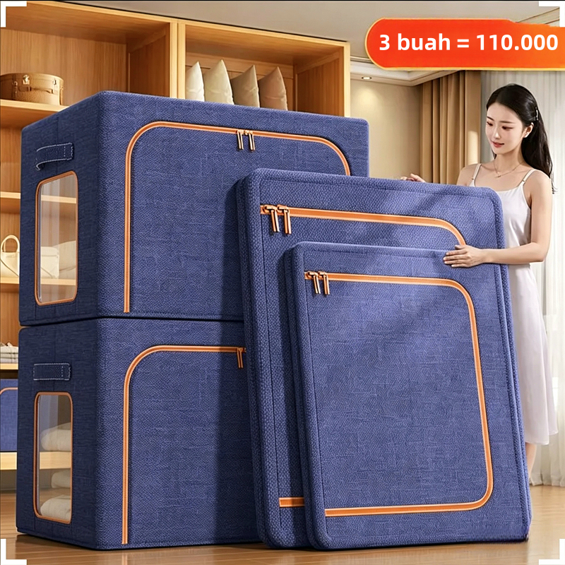 66L/110L kotak penyimpanan  tahan lembab storage box pakaian serbaguna mainan box baju besar organiz