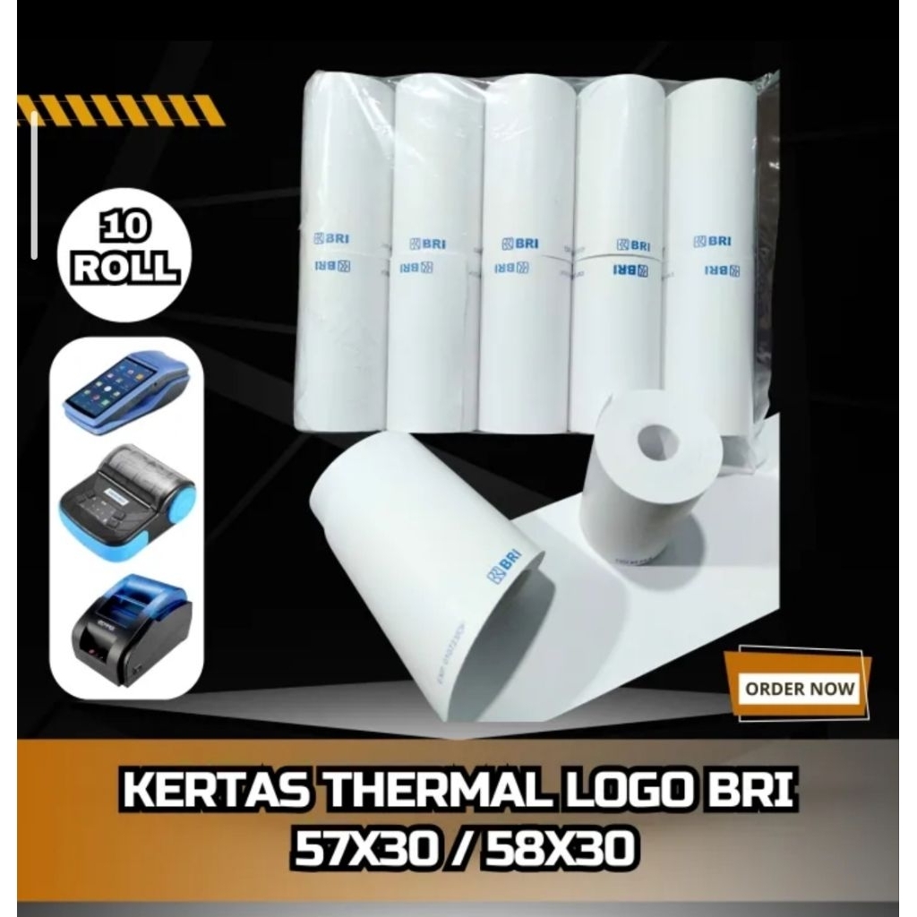 (10 ROLL) KERTAS THERMAL EDC BRILINK LOGO BANK BRI