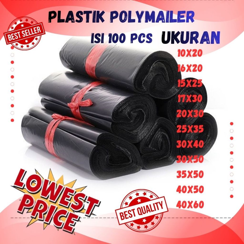 Plastik polymailer 25x35 isi 100 pcs Anti Air Kuat, Lem kuat, Tebal, plastik packing, plastik sampah