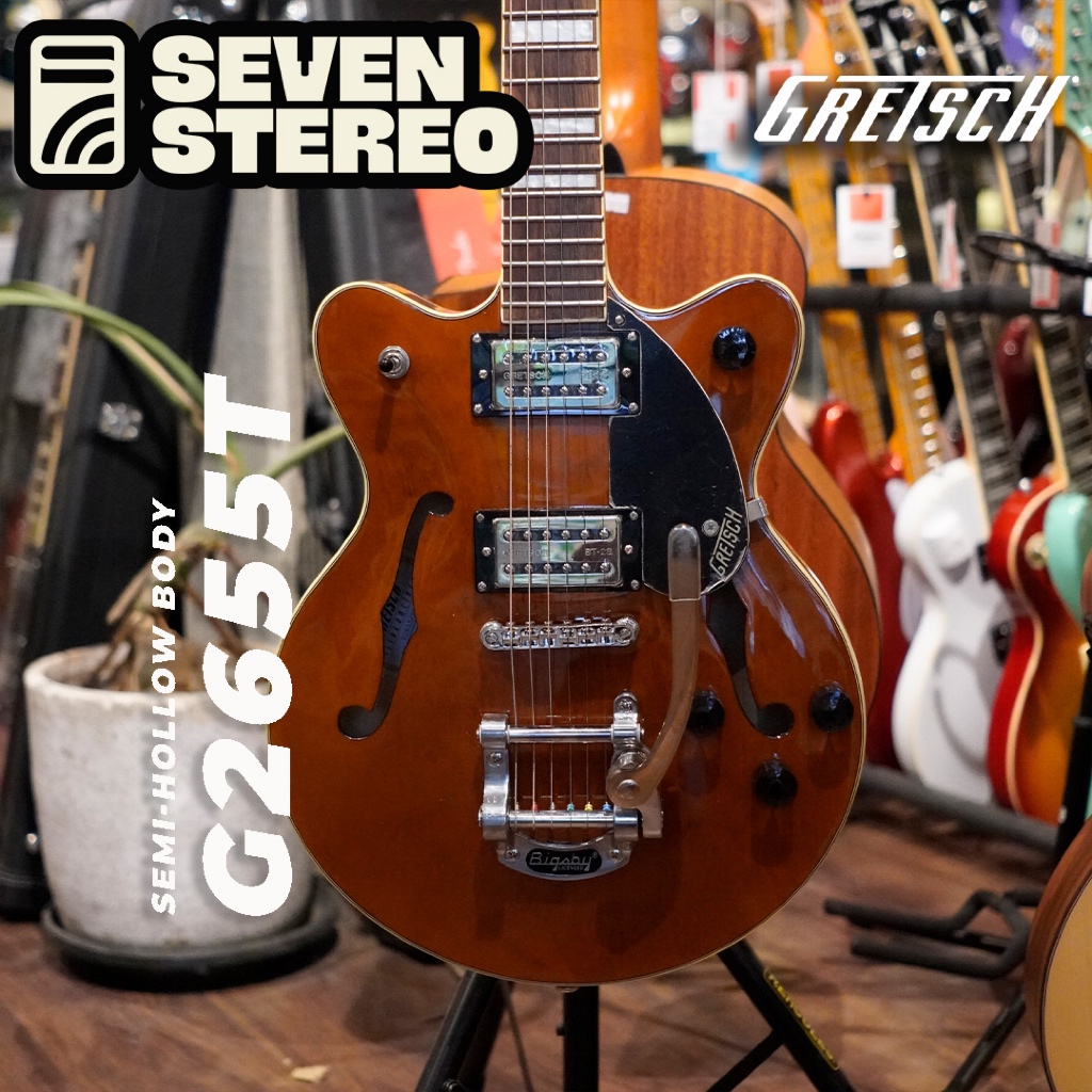 Gretsch G2655 Streamliner Centre Block Jr Double-Cut Guitar w/V-Stoptail Single Barrel Stain