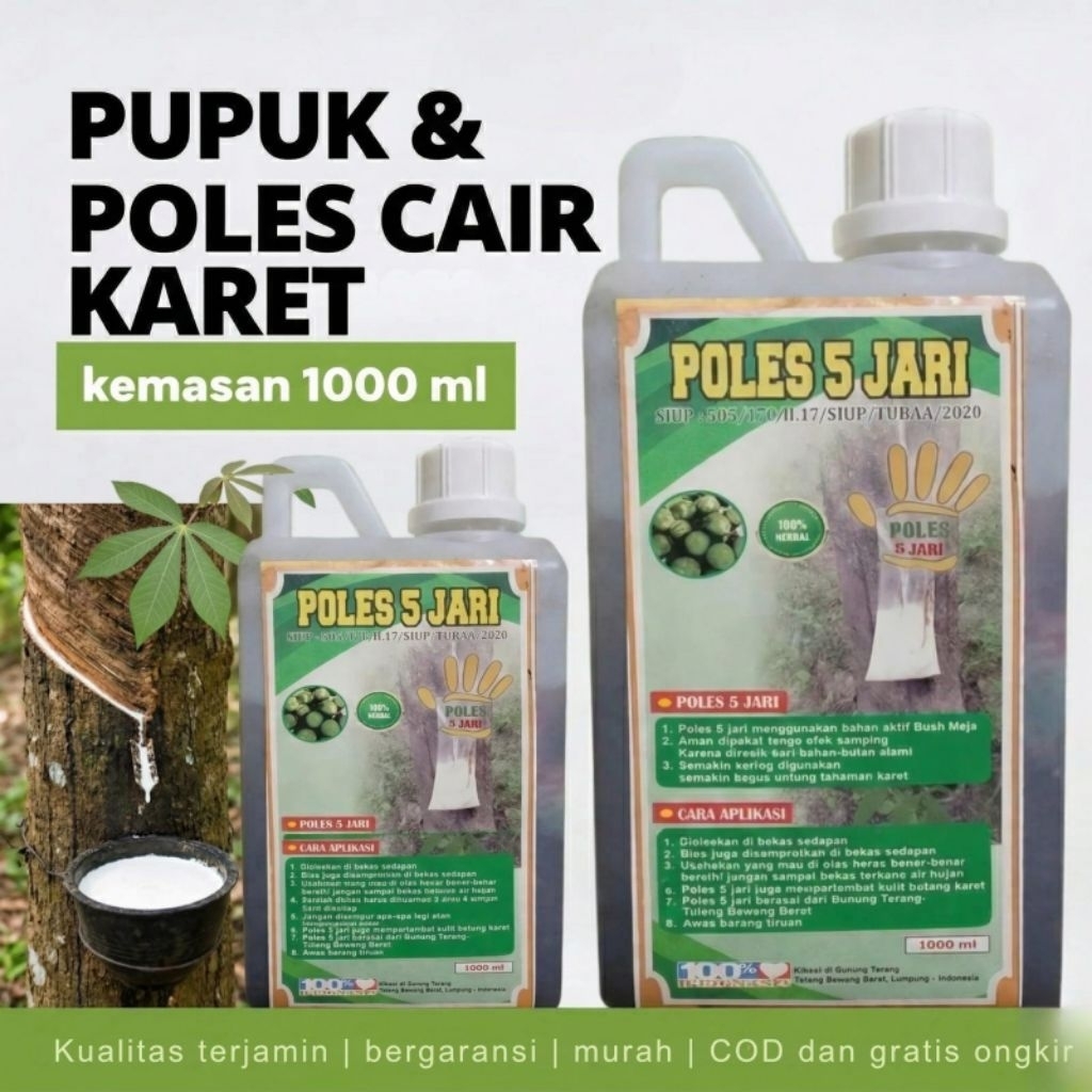 poles 5 jari  original-Herbal perangsang getah karet alami
