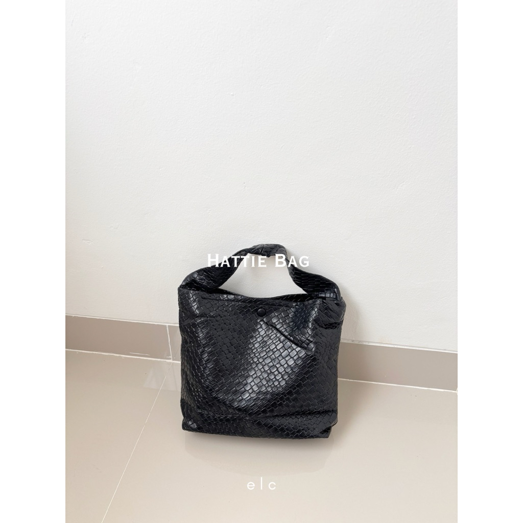 Hattie Bag - Tas Kerja Tas Selempang Wanita Warna Hitam Bahan Kulit