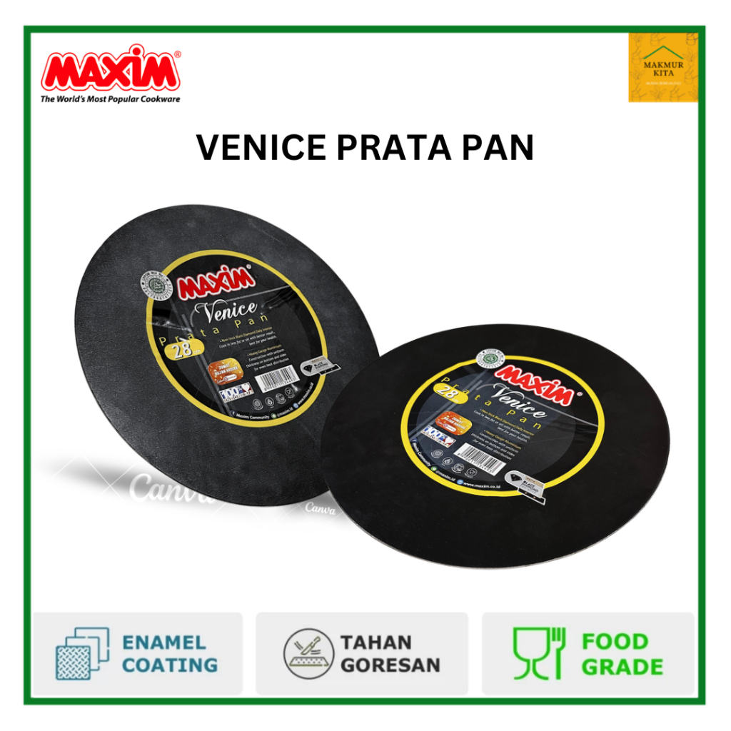 Wajan Pan Datar 28 CM Anti Lengket Maxim Venice / Prata Pan Teflon Loyang Pizza