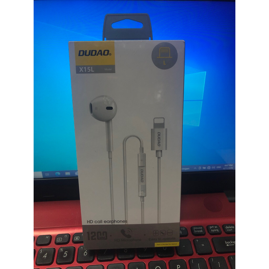 Dudao Earphone X15L Colokan Lightning Handsfree Satu Kuping Headset Suara Jernih Dapat Sesuaikan Vol