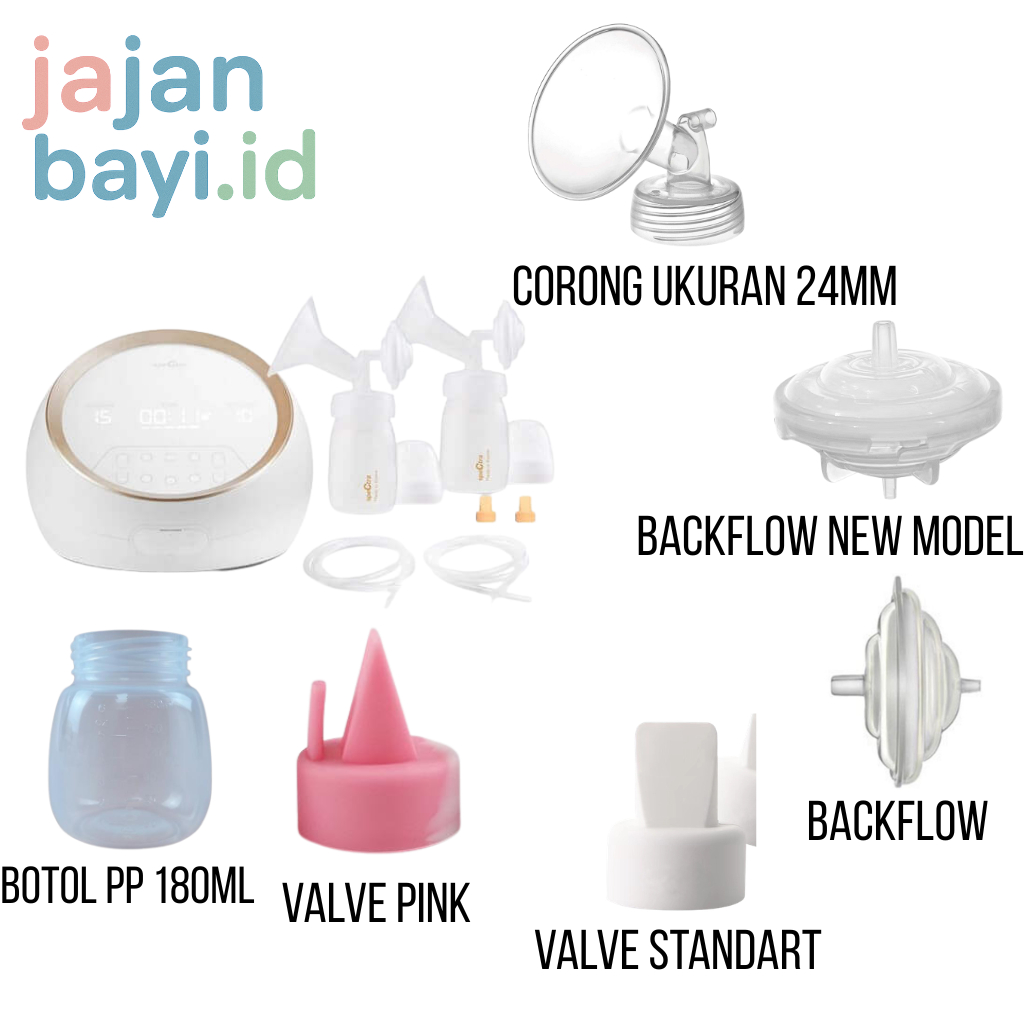 Spare Part Pompa ASI Spectra DUAL S | Botol PP 180 ml Spectra DUAL S | Valve Spectra DUAL S | Backfl