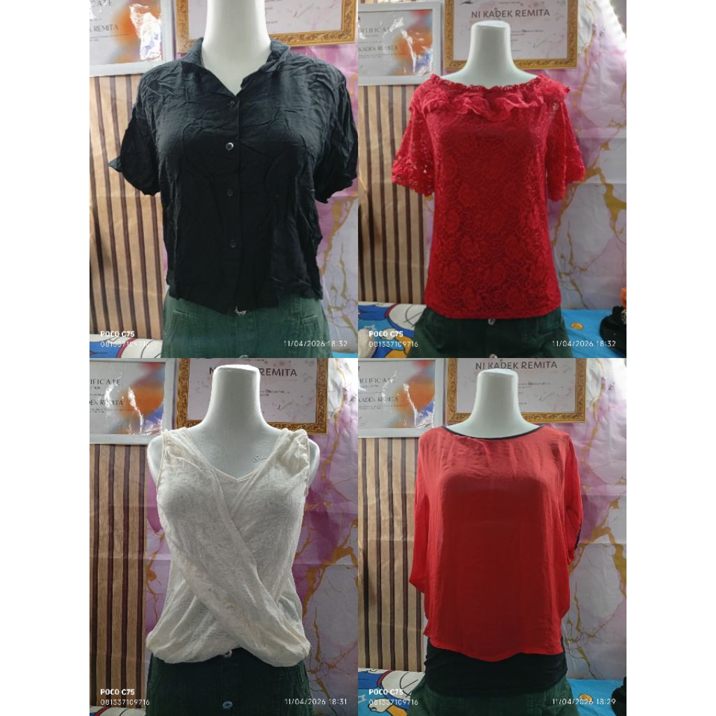 Baju Wanita Brokat Gliter Lengan Pendek Nyaman Dipakai