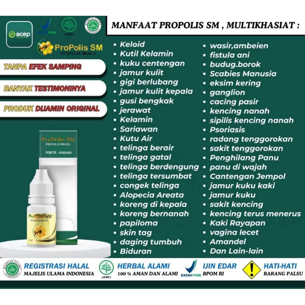 PROPOLIS SM | SM PROPOLIS | 100 % EKSTRAK PROPOLIS BRAZILIAN | 100 % PRODUK ORIGINAL | 100 % TANPA E