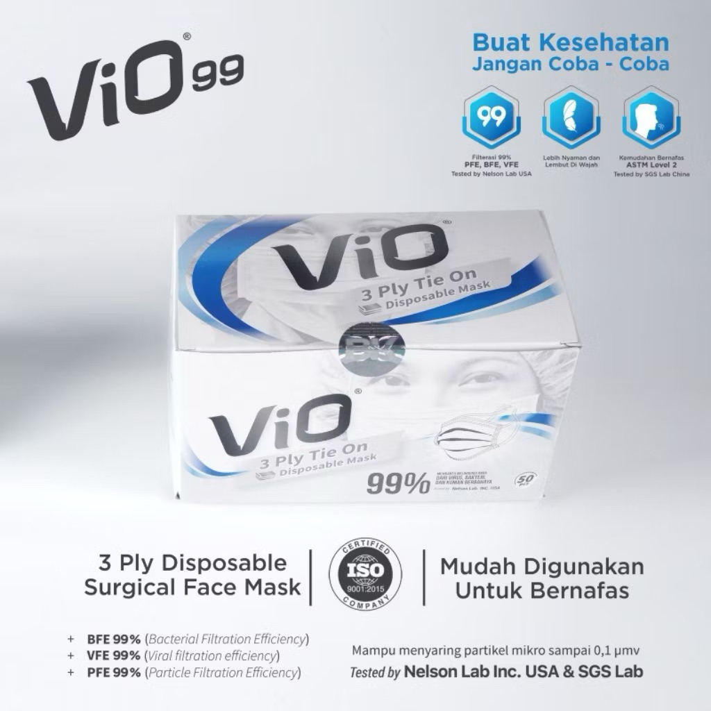Face Mask warna biru 4ply isi 50pcs with box non woven