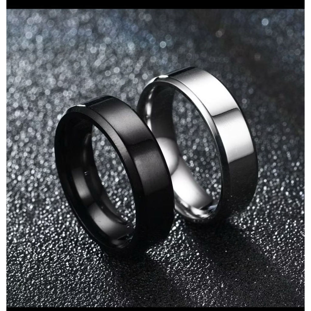 Cincin Couple Titanium Hitam Polos - Anti Karat, Alergi, Elegan