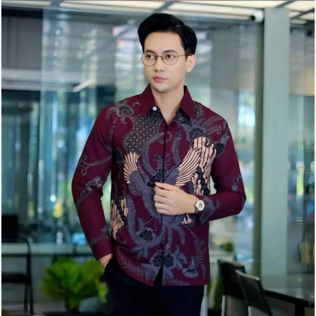 Kemeja Batik Pria Lengan Panjang Bahan Adem Nyaman Size M L XL XXL Baju Batik Cowok Keren Modis