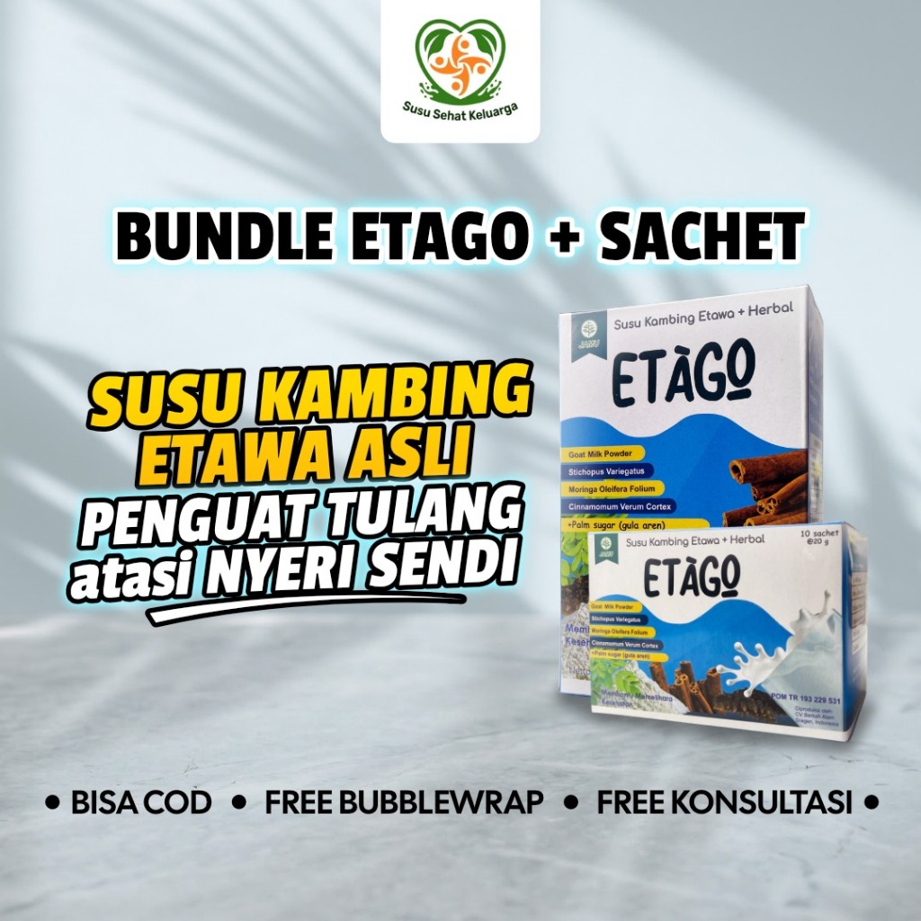 Paket Bundle Box Biasa Plus Sachet Susu Kambing Bubuk Etawa Plus Herbal Etago Gamat Emas 200gr