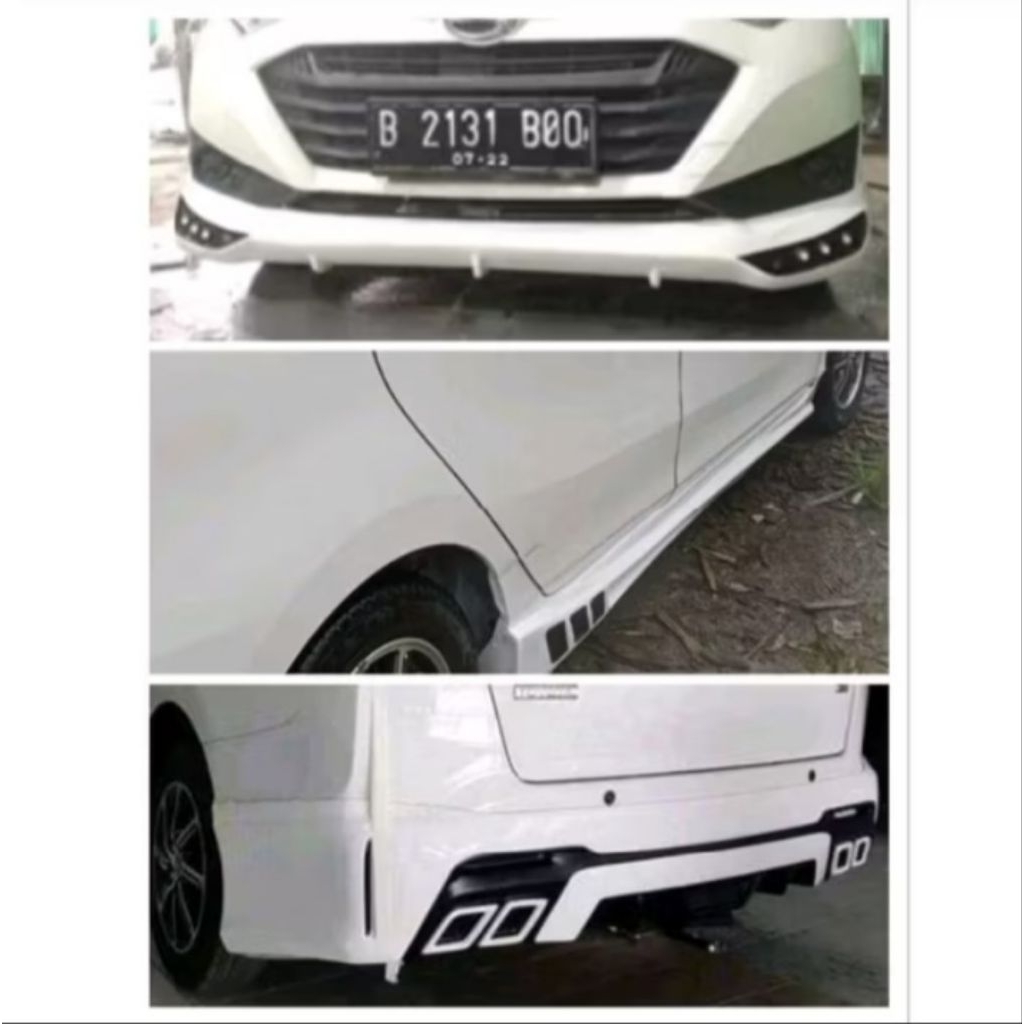 Bodykit sigra & calya samping + belakang putih list hitam