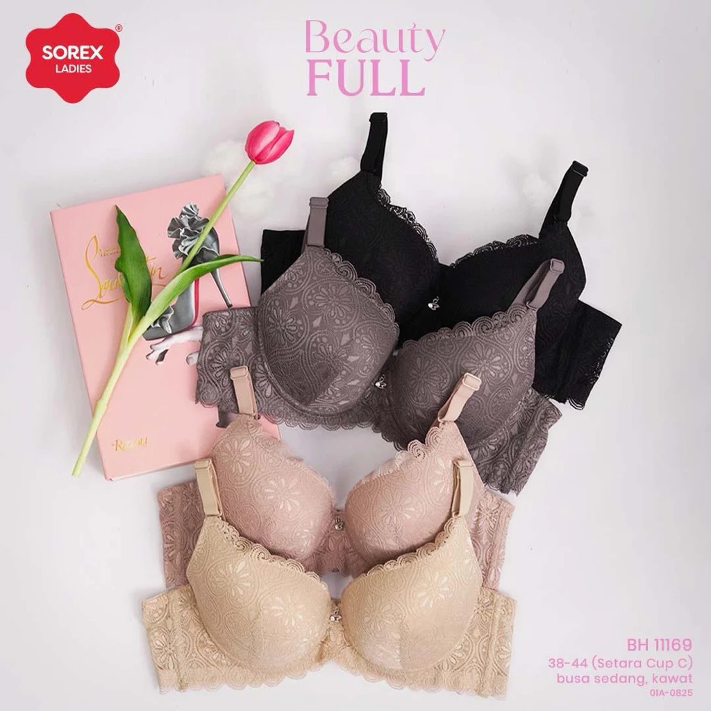 Bh Bra Sorex 11169 Cup C (38-44) Kait 3 Brokat Renda | Busa Sedang Berkawat |fzkc