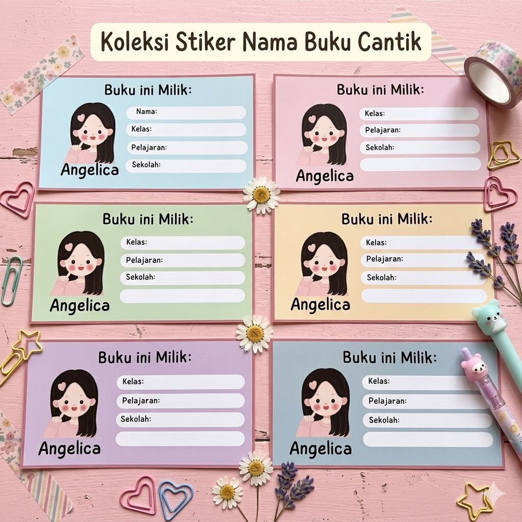 LABEL NAMA BUKU PELAJARAN / LABEL NAMA STICKER / LABEL BUKU CUSTOM NAMA