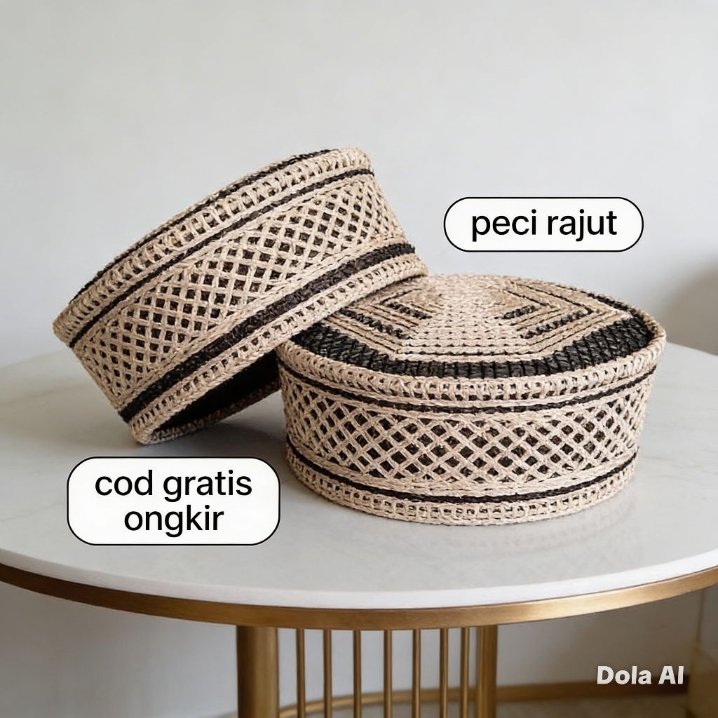 SONGKOK PECI KOPIAH RAJUT JARING gaya akar TIDAK LUNTUR