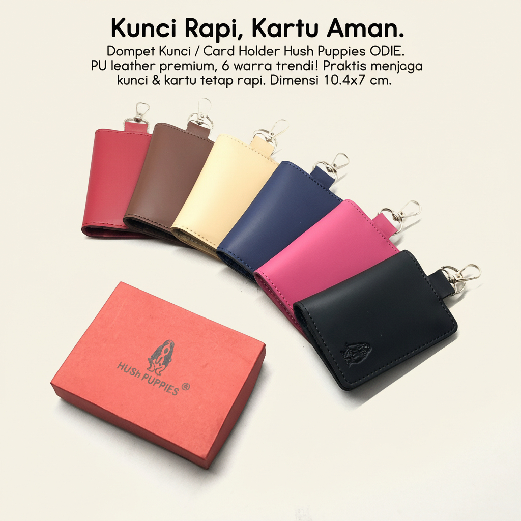 Dompet Kunci Mobil Motor Kulit PU Premium Hush Puppies ODIE | Gantungan Kunci STNK Elegan