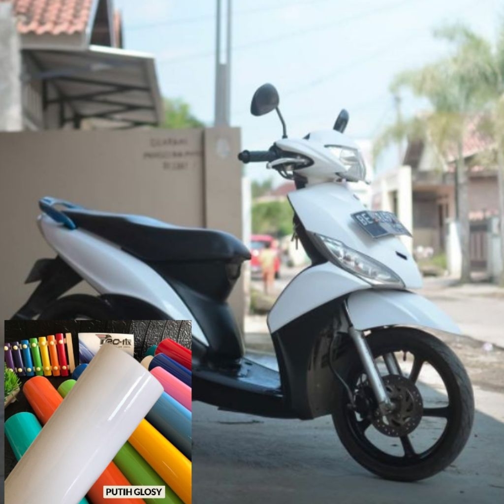 STIKER SKOTLET MOTOR PUTIH GLOSSY