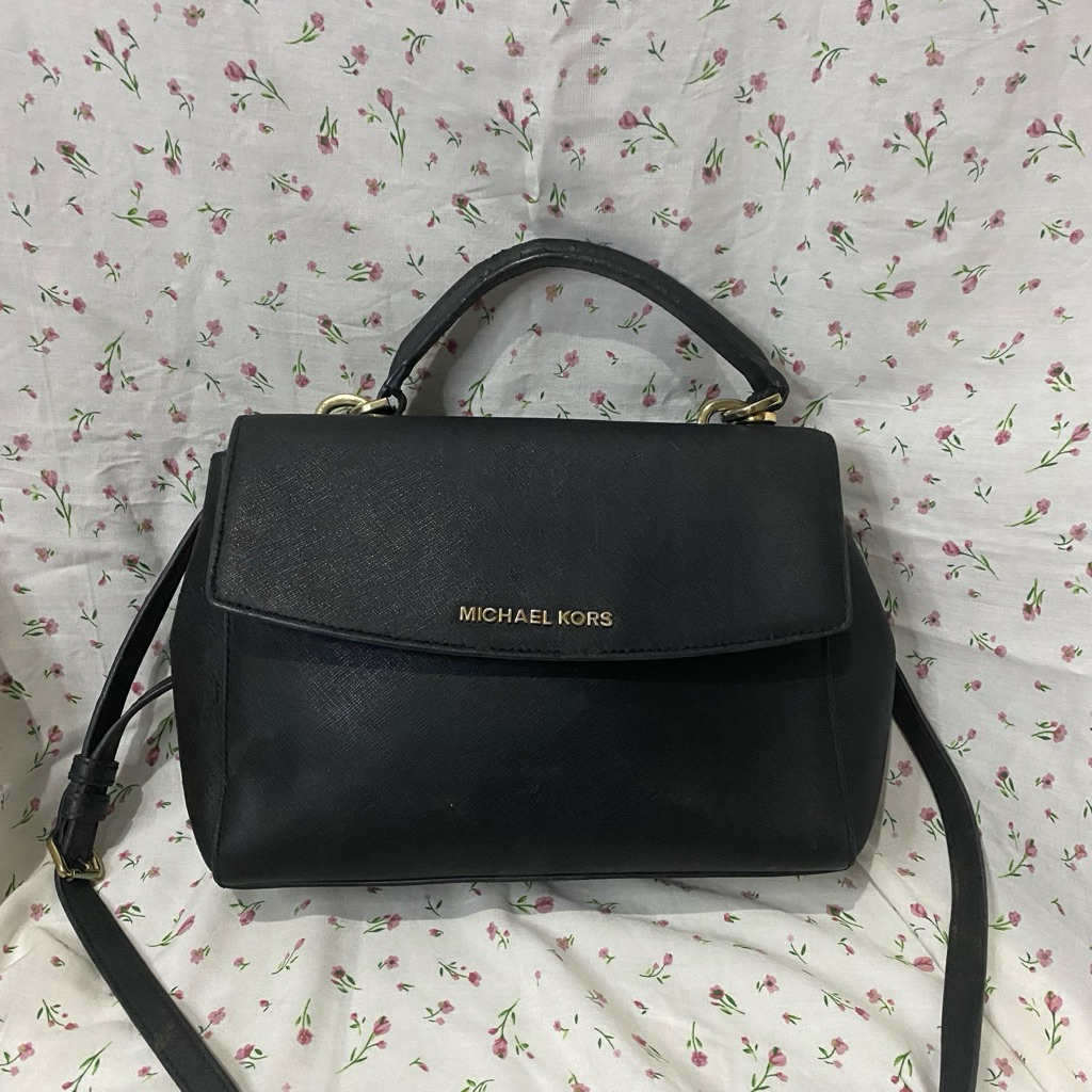 [auth] MICHAEL KORS BLACK SLINGBAG LENGKAP TAG HITAM