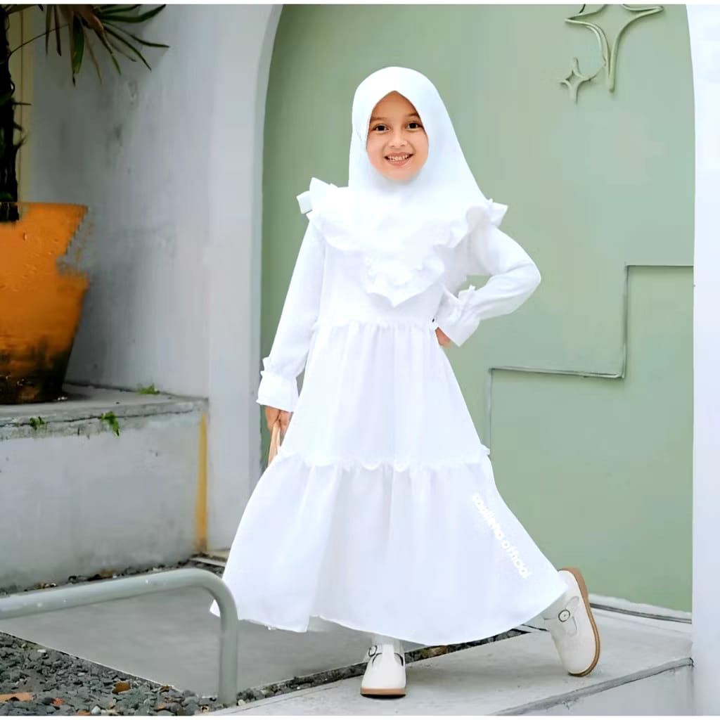 GAMIS PUTIH SAR'I GAMIS TPQ,TPA MENGAJI  USIA 3-10 TAHUN