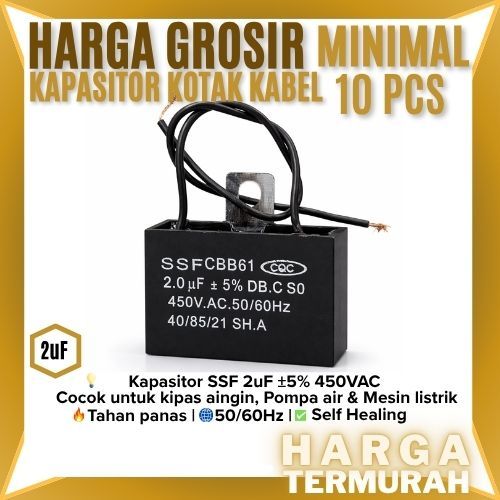GROSIR KAPASITOR KOTAK KABEL 2UF | KAPASITOR FAN |KAPASITOR KABEL KOTAK  | KAPASITOR KOTAK KIPAS ANG