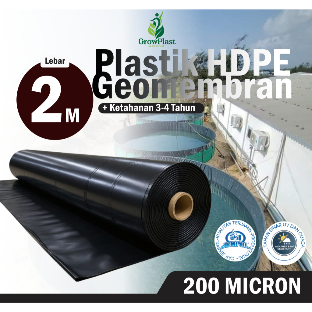 PLASTIK GEOMEMBRAN/KOLAM/HDPE 200 MICRON/LEBAR 2M