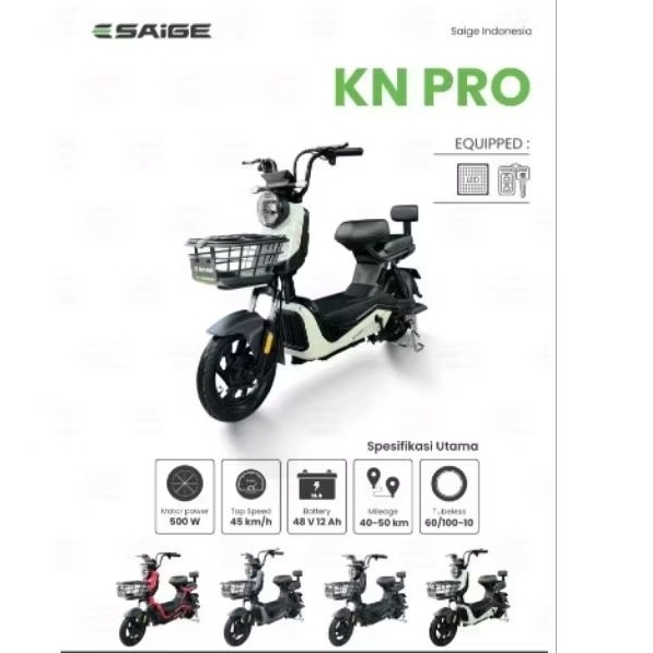 sepeda listrik roda 2/sepeda listrik saige KN PRO/KN PRO sepeda listrik/sepeda listrik baterai SLA