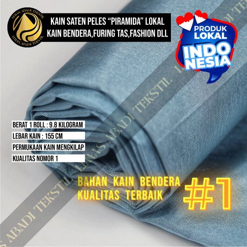 Kain Satin Polos Peles Veles PIRAMIDA(Warna Abu-Abu)furing serbaguna,furing tas,jas,selempang wisuda