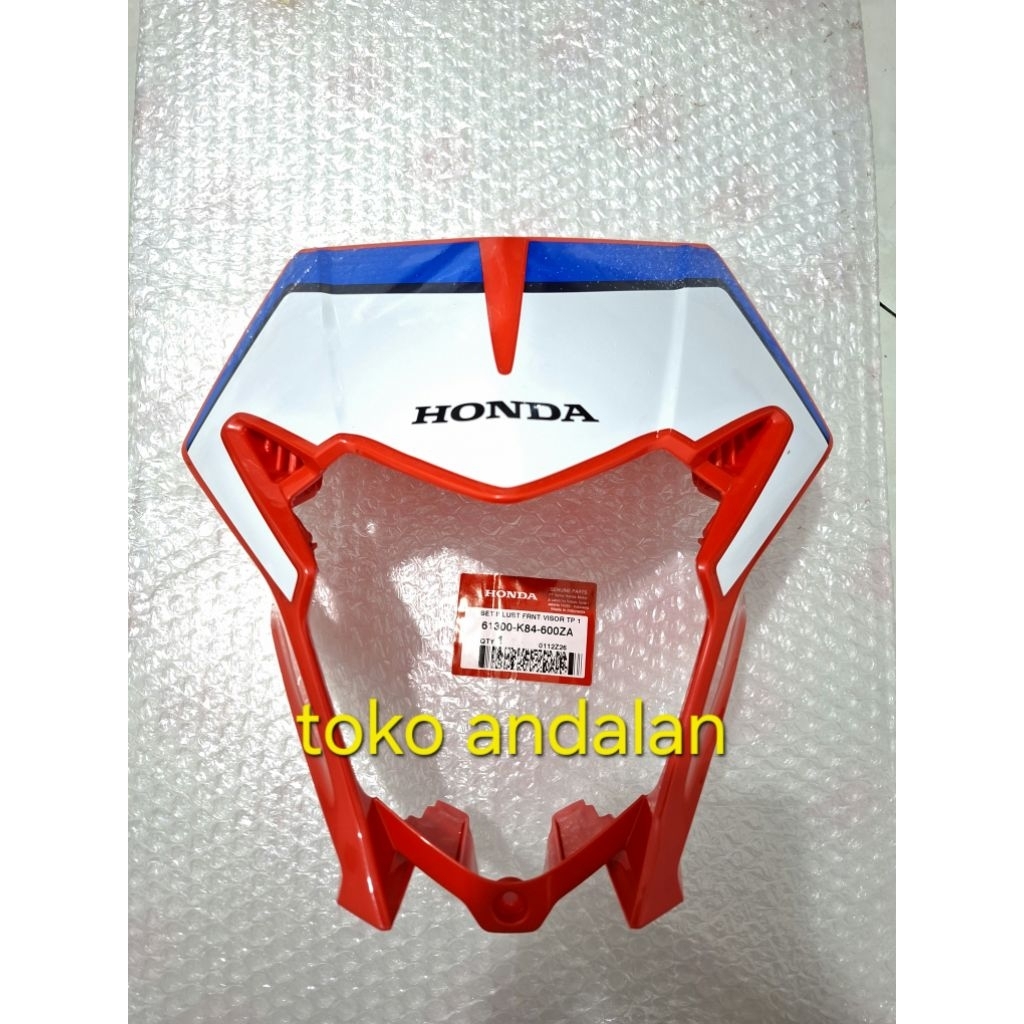 BATOK DEPAN ATAU VISOR DEPAN HITAM HONDA CRF ORI AHM 61300-K84-600ZA. Cover Lampu Depan Hitam Honda 