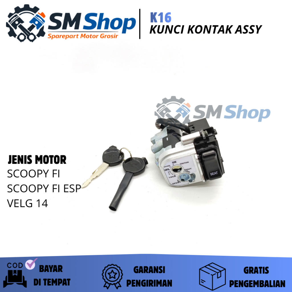 K16 KUNCI KONTAK ASSY SCOOPY FI INJEKSI, SCOOPY FI ESP/ TANPA REMOT/ KEY SET/ KONCI/ ANTI MALING