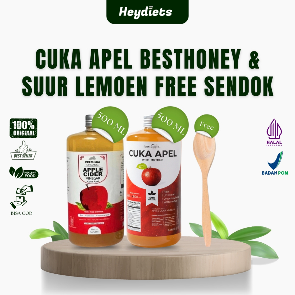 FREE SENDOK KAYU Cuka Apel Original  Bestapple Besthoney 500ml - Diet Detoks COD Makassar