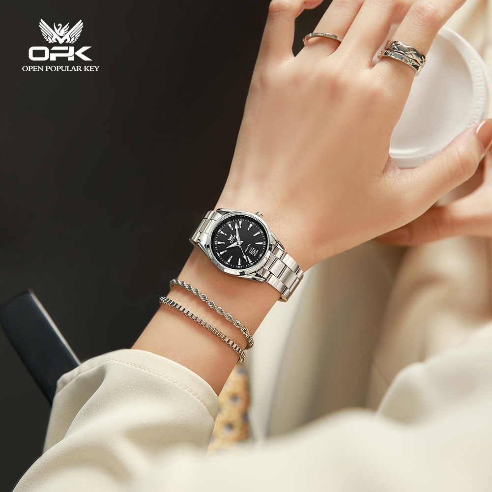 ORIGINAL OPK Jam Tangan Wanita Anti Air Original Stainless Steel Terbaru Bisnis Cewek Women Watch