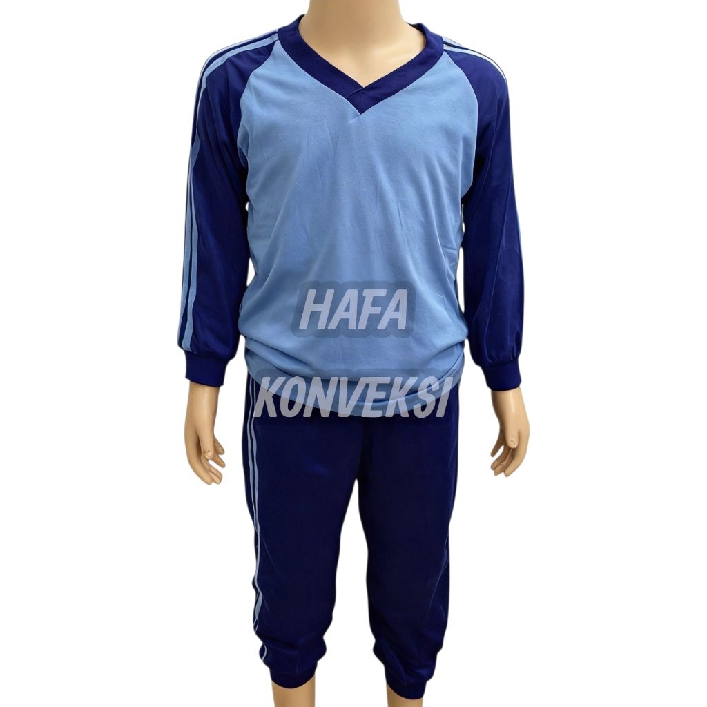 Seragam olahraga tk paud reglan biru