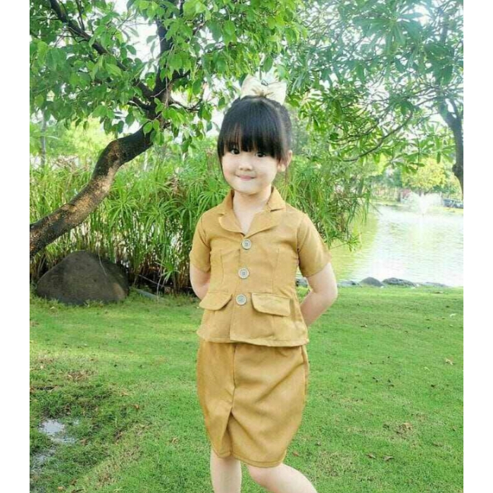 Baju PNS Anak Perempuan Premium | Seragam ASN Anak | Kostum Guru Anak | Baju Profesi Anak Cewek